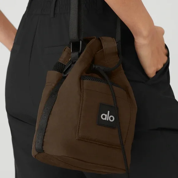 Alo Utility Cross Body Bucket Bag in Espresso + Black - Picture 4 of 13